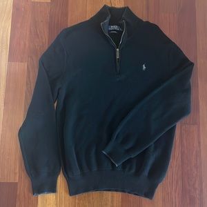 Polo Ralph Lauren black Pima cotton quarter zip sweater